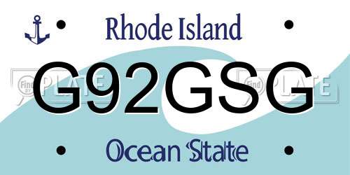 G92GSG Rhode Island License Plate