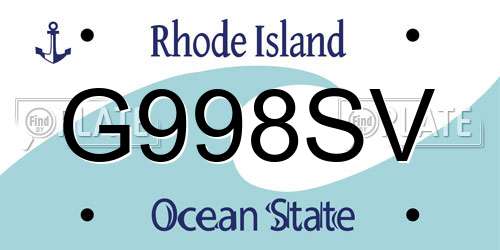 G998SV Rhode Island License Plate