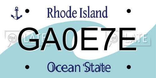 GA0E7E Rhode Island License Plate