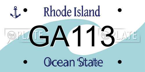 GA113 Rhode Island License Plate