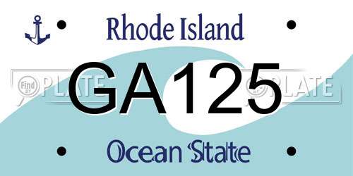 GA125 Rhode Island License Plate