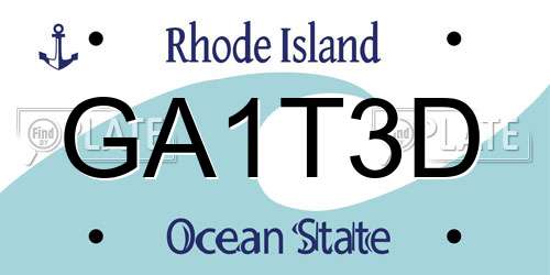 GA1T3D Rhode Island License Plate