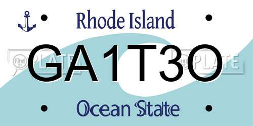 GA1T3O Rhode Island License Plate