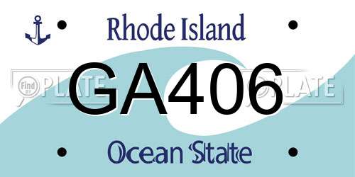 GA406 Rhode Island License Plate