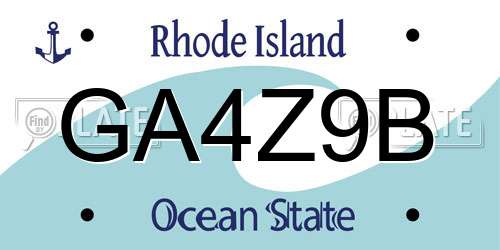 GA4Z9B Rhode Island License Plate