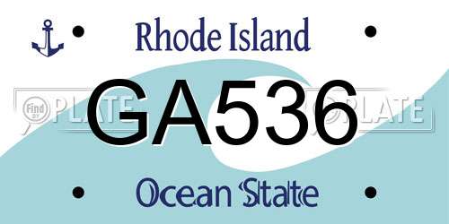 GA536 Rhode Island License Plate