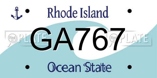GA767 Rhode Island License Plate