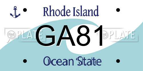 GA81 Rhode Island License Plate