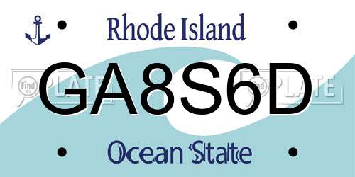 GA8S6D Rhode Island License Plate