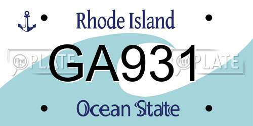 GA931 Rhode Island License Plate