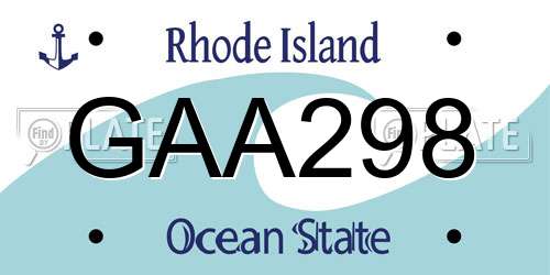 GAA298 Rhode Island License Plate