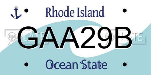 GAA29B Rhode Island License Plate