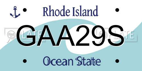 GAA29S Rhode Island License Plate