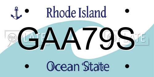 GAA79S Rhode Island License Plate