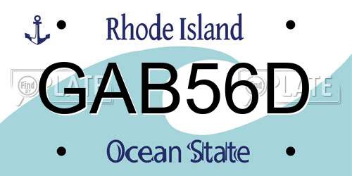 GAB56D Rhode Island License Plate