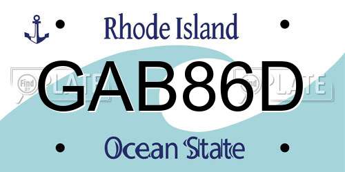 GAB86D Rhode Island License Plate