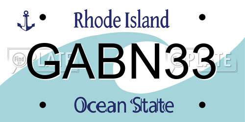 GABN33 Rhode Island License Plate