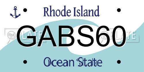 GABS60 Rhode Island License Plate