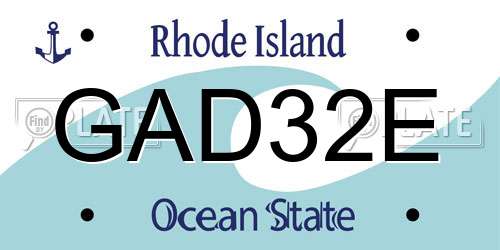 GAD32E Rhode Island License Plate