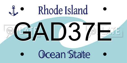 GAD37E Rhode Island License Plate
