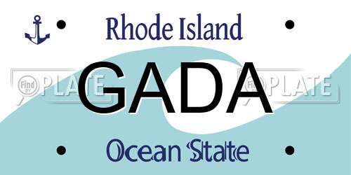GADA Rhode Island License Plate