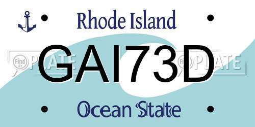 GAI73D Rhode Island License Plate