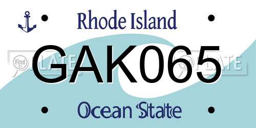 GAK065 Rhode Island License Plate