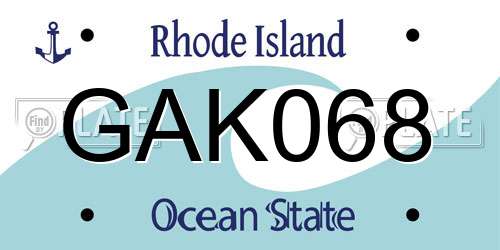 GAK068 Rhode Island License Plate
