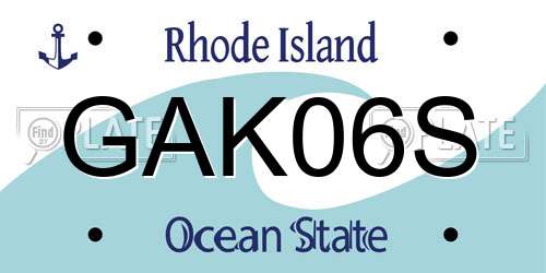 GAK06S Rhode Island License Plate