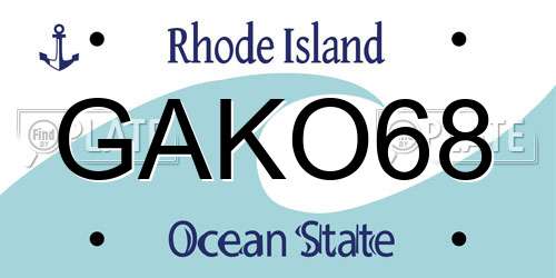 GAKO68 Rhode Island License Plate