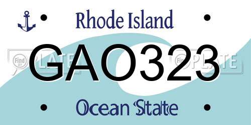GAO323 Rhode Island License Plate