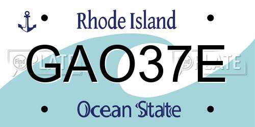 GAO37E Rhode Island License Plate