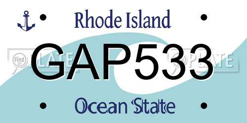 GAP533 Rhode Island License Plate