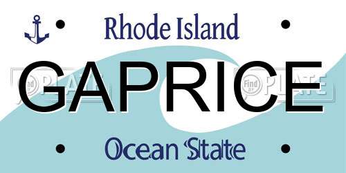 GAPRICE Rhode Island License Plate