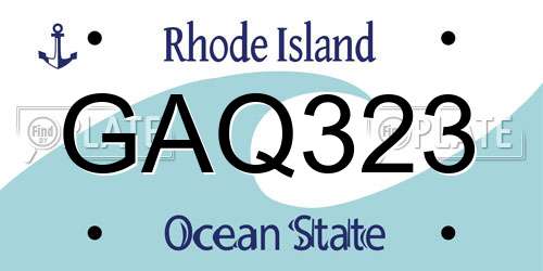 GAQ323 Rhode Island License Plate