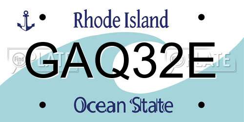 GAQ32E Rhode Island License Plate