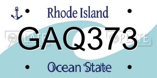 GAQ373 Rhode Island License Plate