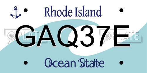GAQ37E Rhode Island License Plate