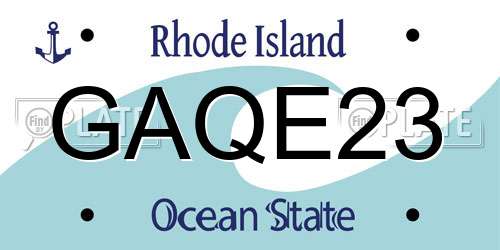 GAQE23 Rhode Island License Plate