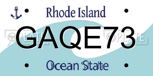 GAQE73 Rhode Island License Plate