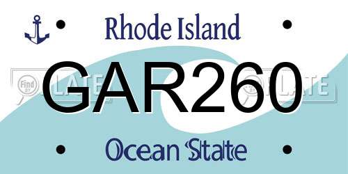 GAR260 Rhode Island License Plate