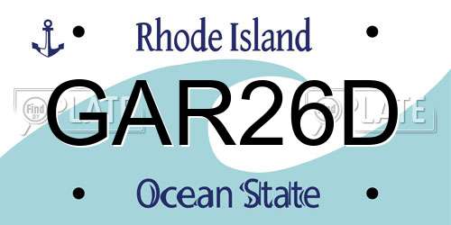 GAR26D Rhode Island License Plate