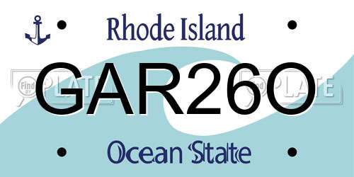GAR26O Rhode Island License Plate