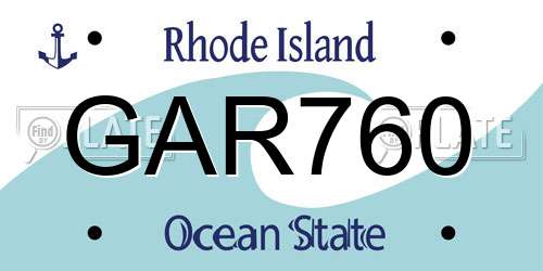 GAR760 Rhode Island License Plate