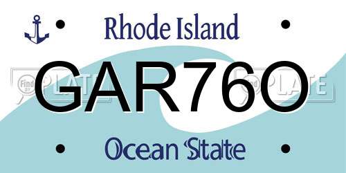GAR76O Rhode Island License Plate