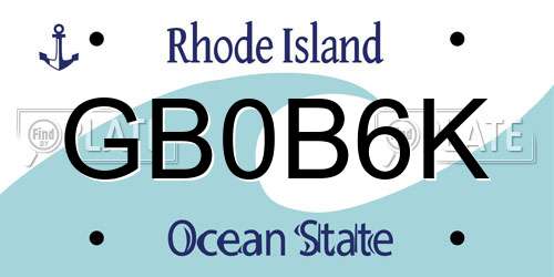 GB0B6K Rhode Island License Plate