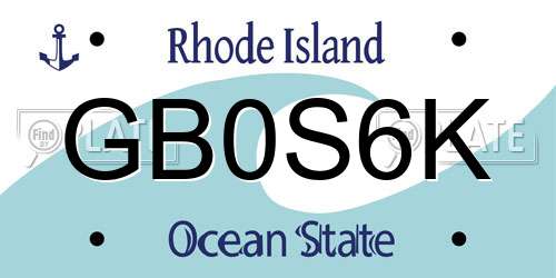 GB0S6K Rhode Island License Plate