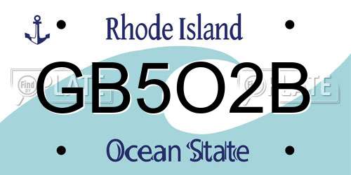 GB5O2B Rhode Island License Plate