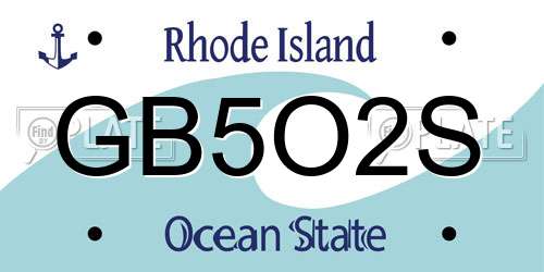 GB5O2S Rhode Island License Plate