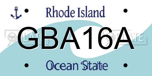 GBA16A Rhode Island License Plate